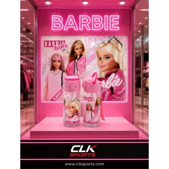 Barbie Şeffaf Matara 500ml , Pipetli , Askılı