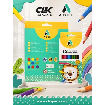 Adel 12 Renk Kuru Boya Kalemi , Karton Kutu Tam Boy