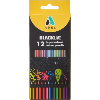 Adel 12 Renk Kuru Boya Blackline Tam Boy
