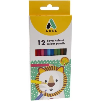 Adel 12 Renk Kuru Boya Kalemi , Karton Kutu Tam Boy