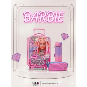 Barbie Çekçekli Anaokulu Çantası , Kalem Kutusu , Lisanslı Çelik Matara