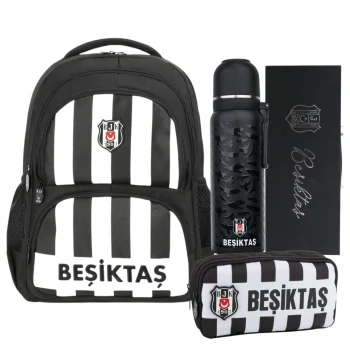 Beşiktaş Lisanslı Okul Çantası , Kalem Çantası - Özel Kutusunda Termos Matara Hediyeli Premium Set