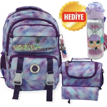 By Yıldız Astral Kids Gökkuşağı Okul Çantası&Beslenme Çantası&Kalemlik Seti - Suluk&Matara Hediyeli