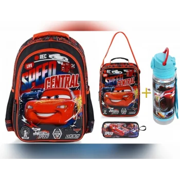 Lisanslı Okul Çantası - Beslenme Çantası - Kalem Kutusu Üçlü Set - Suluk&Matara Hediye