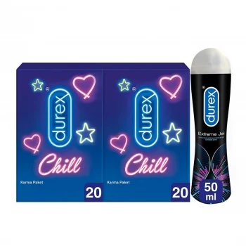 Durex Chill Karma Prezervatif Ekstra Avantaj Paketi 40’lı + Durex Extreme Jel 50 Ml