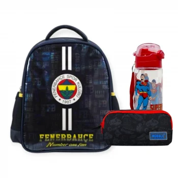 Fenerbahçe Lisanslı Anaokulu Çantası , Muggle Çift Gözlü Kalemlik - Lisanslı Suluk Matara Hediye