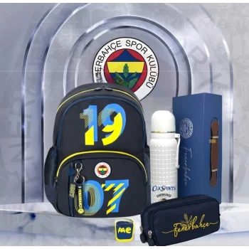 Fenerbahçe Okul-Sırt Çantası , Kalem Çantası - Lisanslı Bardaklı Kapak Çelik Termos Premium Set