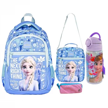 Frocx Frozen Okul Çantası , Beslenme Çantası , Çift Gözlü Kalem Çantası, Matara 500 ml Hediye