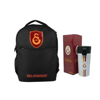 Galatasaray Lisanslı Okul Çantası - Galatasaray Çift Katlı Çelik Termos Hediye