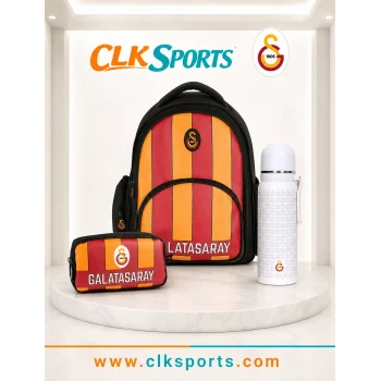 Galatasaray Suni Deri Okul Çantası , Lisanslı Kalem Çantası - Özel Kutusunda Termos Matara Set