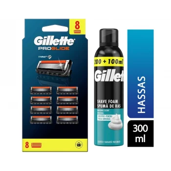 Gillette Fusion Proglide Avantajlı Yedek Tıraş Bıçağı 8 Adet + Gillette Tıraş Köpüğü 300 ml Hassas
