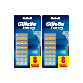 Gillette Sensor3 Erkek Tıraş Bıçakları, 8 8 Yedek Tıraş Bıçağı