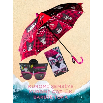 Kuromi Lisanslı Çocuk Şemsiyesi + Lisanslı Gözlük - Barbie Toka