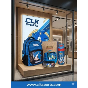Sonic Okul Çantası , Beslenme Çantası , Kalem Çantası - Çelik Matara 500 Ml Hediyeli
