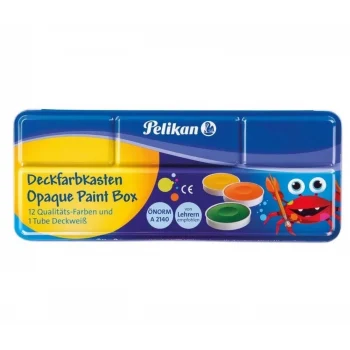 Metal Kutulu Deckfarbkasten Opaque Paint Box Sulu Boya 12+1