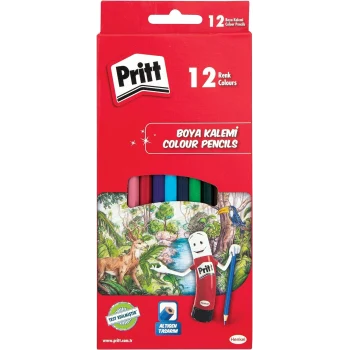 Pritt 12 Renk Kuru Boya Kalemi - Karton Kutu Tam Boy