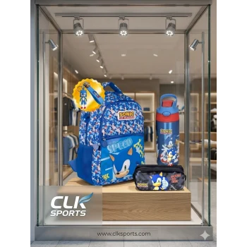 Sonic Okul Çantası , Kalem Kalem Çantası - Anahtarlık ve Matara Hediye