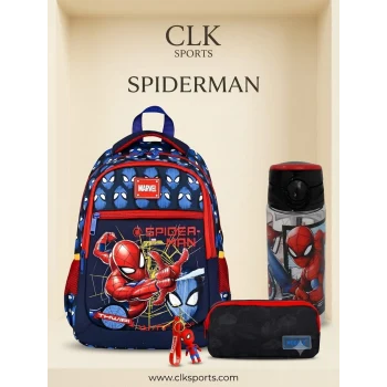 Spiderman İlkokul Çantası - Spiderman Lisanslı Pipetli Plastik Matara 500 ml Hediye
