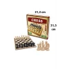 Chess Ahşap Satranç Takımı Plastik Satranç Taşlı 30x30cm