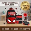 School Bag Spider Man Okul Çantası Tablet Bölmeli , Beslenme Çantası , Kalemlik Set