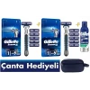 Gillette Sensor3 2 Makine+ 12 Yedek Tıraş Bıçağı+200 ML köpük Rahatlatıcı + Vegan Deri Seyahat Çantası