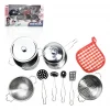 Vardem Oyuncak Mini Kitchen Metal Tableware 11 Parça Celik Tencere Tava Set