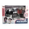 Vardem Oyuncak Mini Kitchen Metal Tableware 8 Parça Çelik Tencere Tava Set