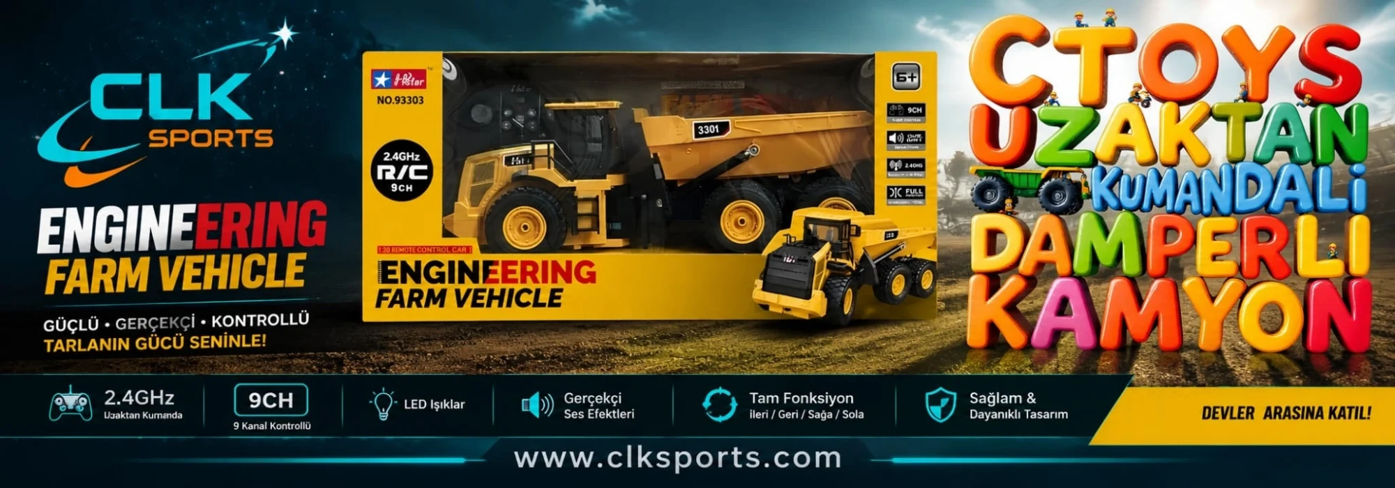 CTOYS RC Uzaktan Kumandalı Damperli Kamyon, 1:16 Ölçekli