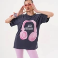Kadın Oversize T-Shirt Ön Yüz Baskılı
