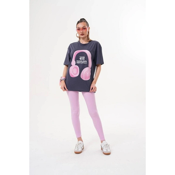 Kadın Oversize T-Shirt Ön Yüz Baskılı