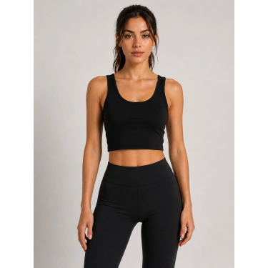 Kadın Siyah Spor Crop Atlet