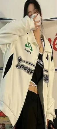 Beyaz Şardonlu Locapeople Street Wear Style Mevsimlik Hırka 3BROs