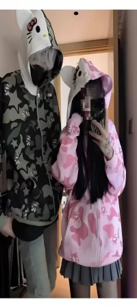 Sanrio Anime Kawaii Kitty Detail Full Zip Hırka