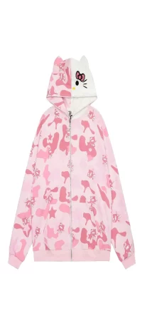Sanrio Anime Kawaii Kitty Detail Full Zip Hırka