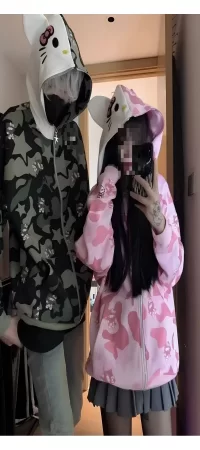 Sanrio Anime Kawaii Kitty Detail Full Zip Hırka