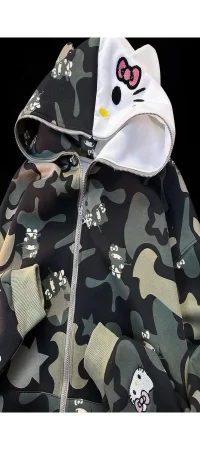 Sanrio Anime Kawaii Kitty Detail Full Zip Hırka