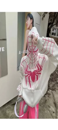 Spider-man Örümcek Adam Maske Kapüşonlu Oversize Yumuşak Beyaz Unisex Hoodie Hırka