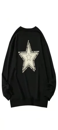 Y2K Coke Serisi Star Pattern Drop Shoulder Oversize Pullover Sweatshirt
