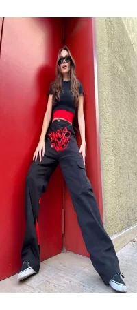 Y2k Harajuku Minus Two Detail Kargo Cepli Bol Paça Unisex Baggy Jean