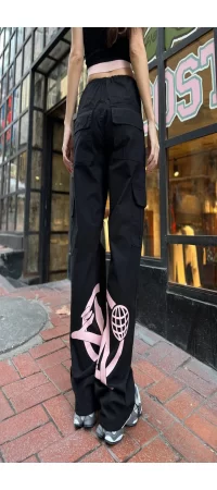 Y2k Harajuku Minus Two Detail Kargo Cepli Bol Paça Unisex Baggy Jean