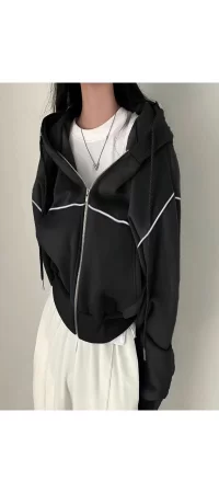 Y2k Zip Detay Overisze Crop Hırka