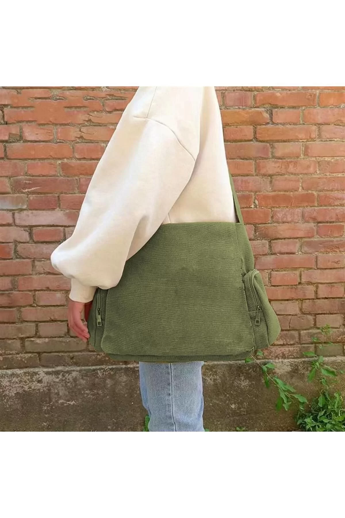 Duck Anatomy Baskılı Unisex Yeşil Postacı Çantası