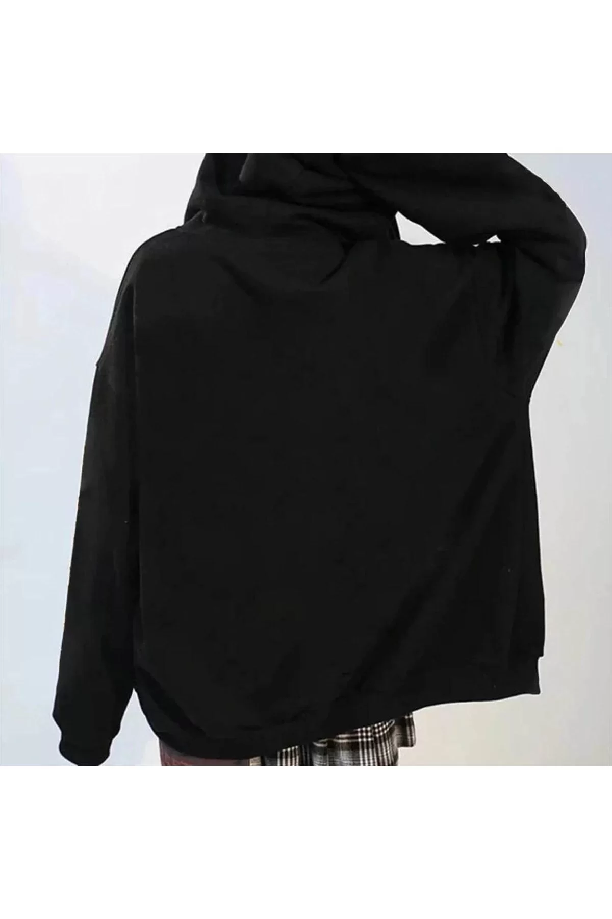Düz Siyah Unisex Oversize (2 İPLİK) Mevsımlık Hırka