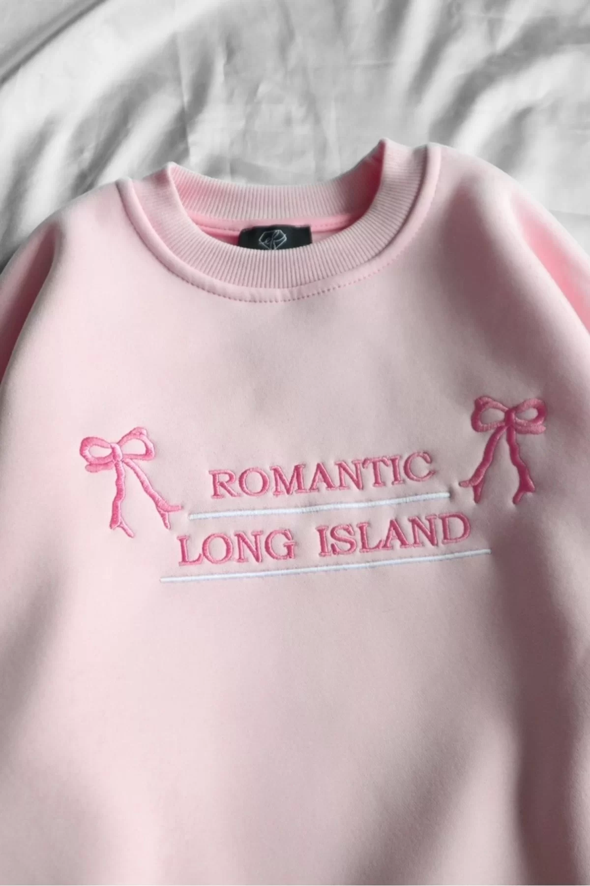 Pembe Romantic Long Island 3 İplik Şardonlu Sweatshirt