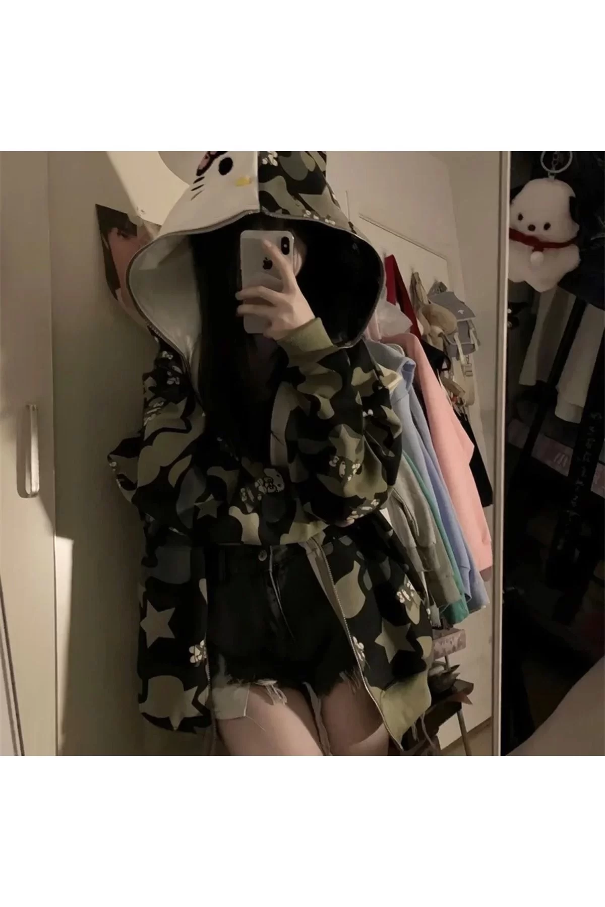 Sanrio Anime Kawaii Kitty Detail Full Zip Hırka