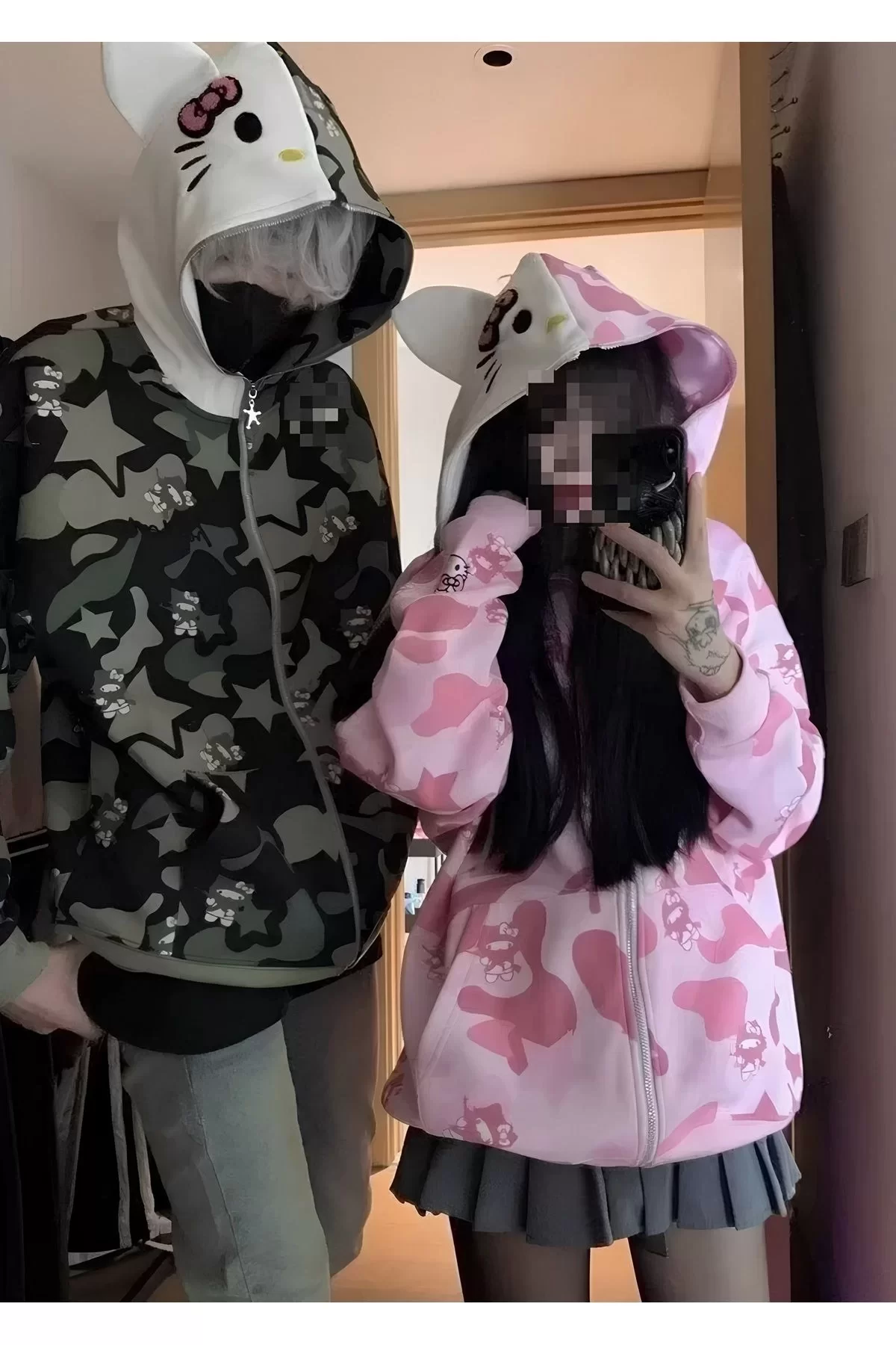 Sanrio Anime Kawaii Kitty Detail Full Zip Hırka