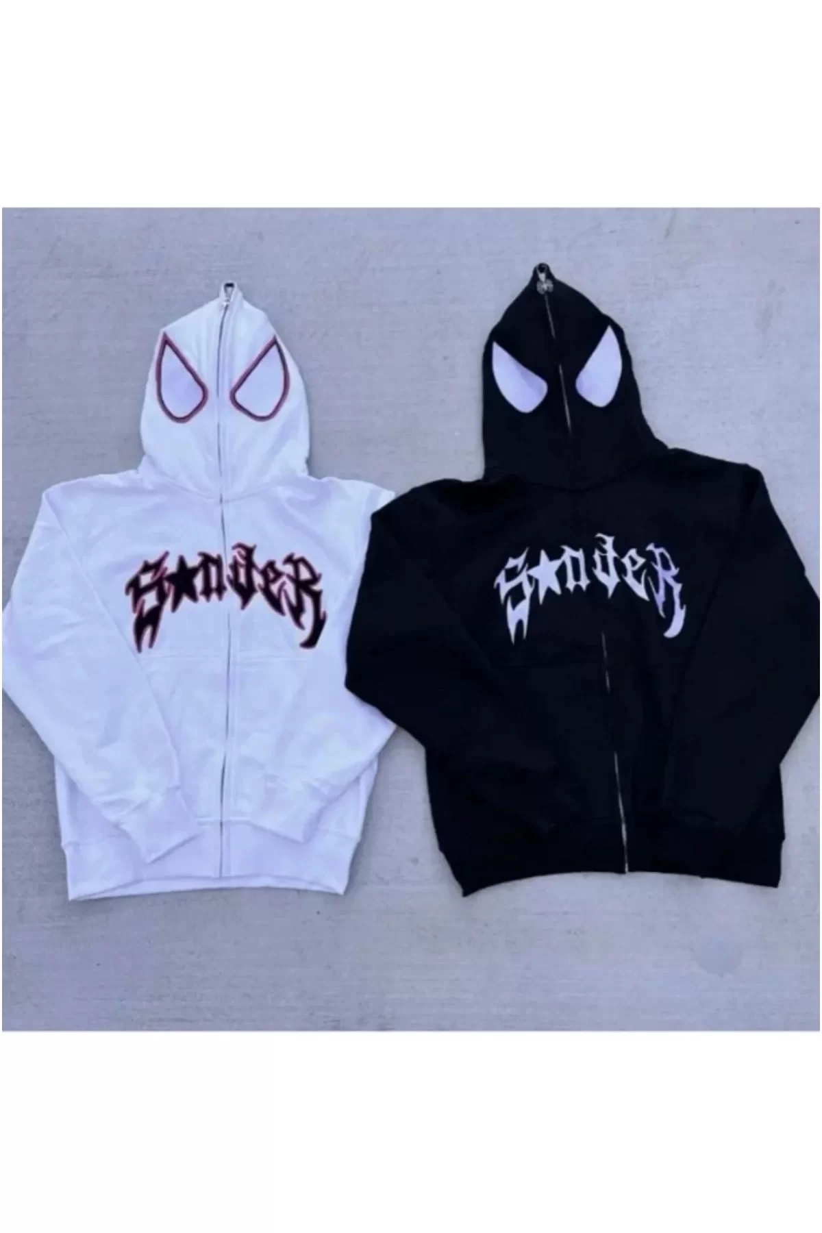 Sırt Baskılı Siyah Spiderman Maske Hırka
