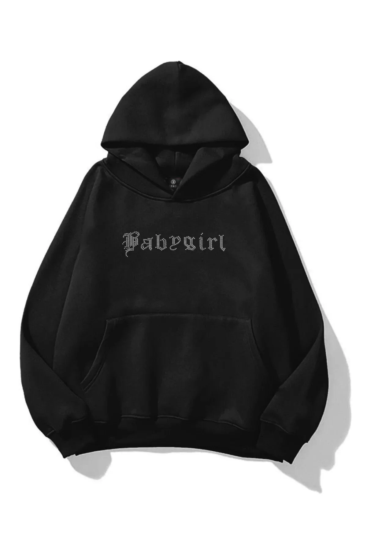 Siyah Babygirl Taş Baskılı Unisex Oversize Sweatshirt