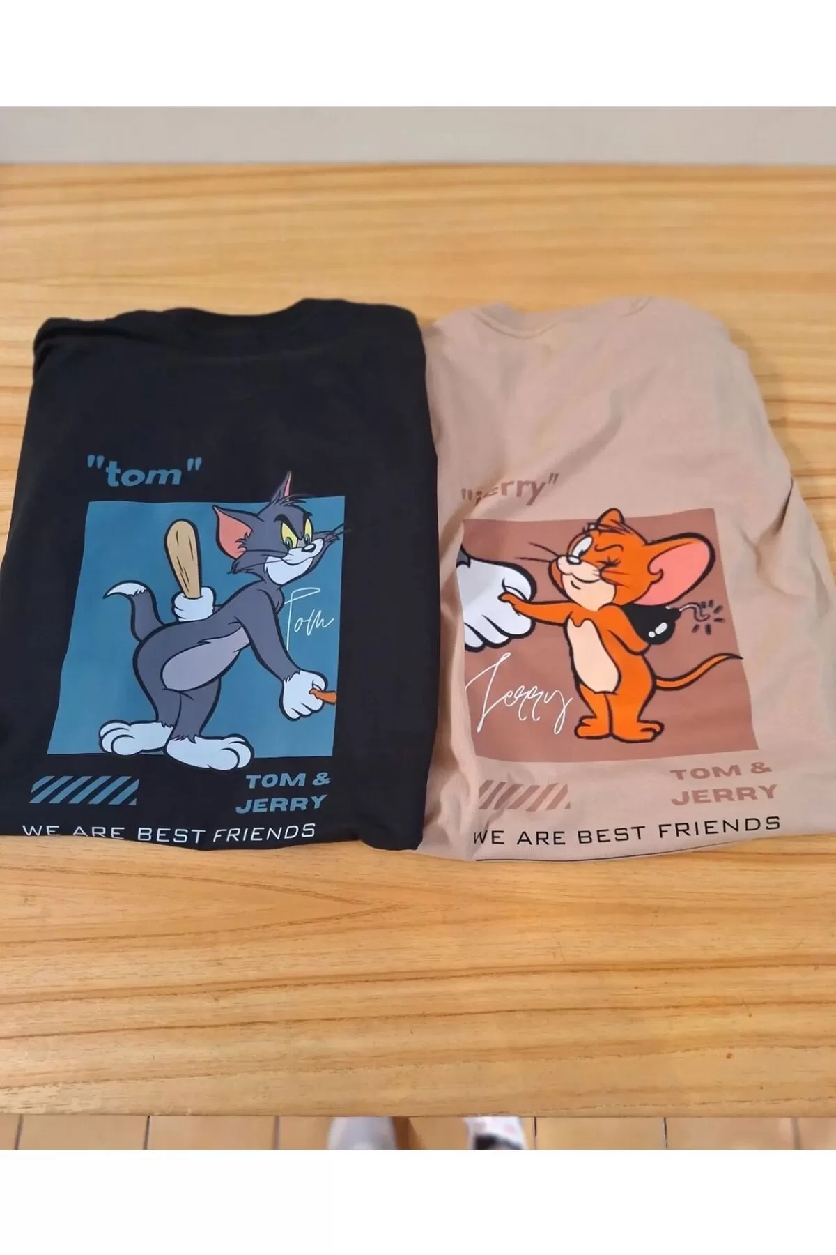 Tom & Jerry Detail (İkili) Oversize Unisex T-Shirt