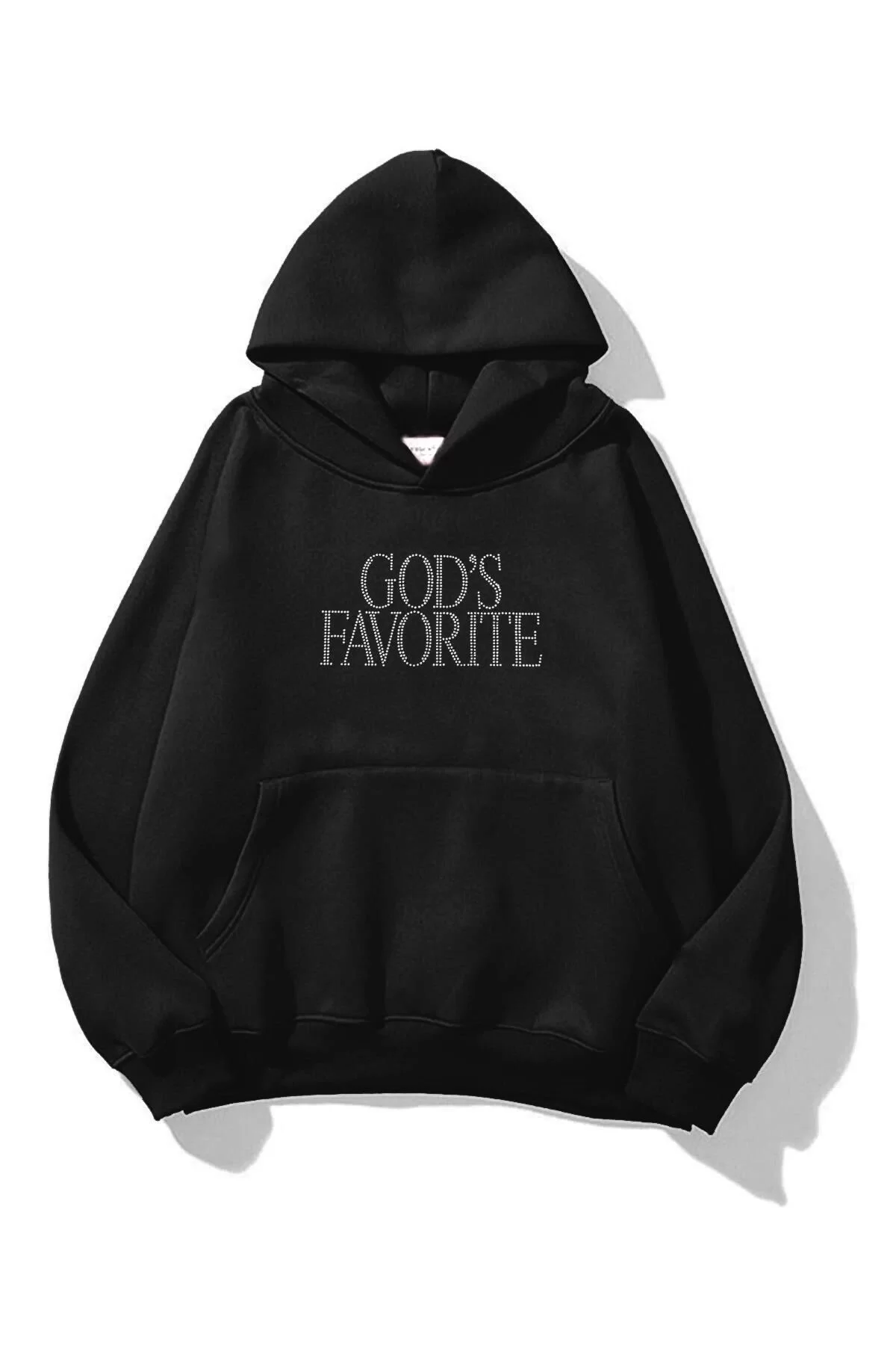 Unisex Gods Favorite Taş Baskılı Sweatshirt Siyah